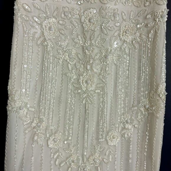Lulus Modern Fairytale White Mesh Beaded Sequin Mermaid Maxi Dress Small NEW - Picture 14 of 16